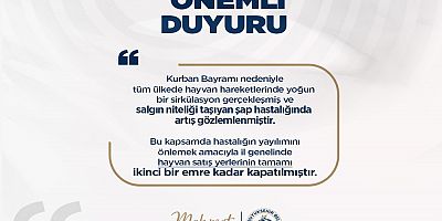 Hatay’da Hayvan Satış Yerleri Geçici Olarak Kapatıldı