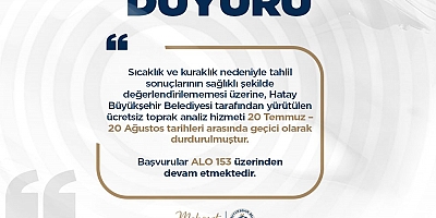 HBB, Toprak Analiz Hizmetini Geçici Olarak Erteledi