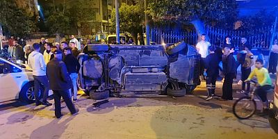 İskenderun’da Devrilen Otomobilden Yara Almadan Çıktılar