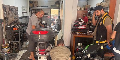 İskenderun'da motosiklet tamircilerine denetim yapıldı