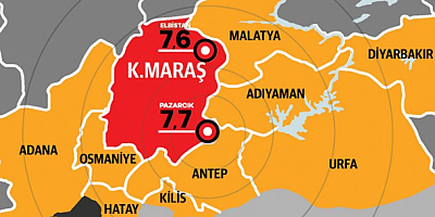 Kahramanmaraş merkezli 7.7 ile 7.6 ve Gaziantep’te 6.4 ile 6.5 büyüklüğünde artçı deprem meydana geldi